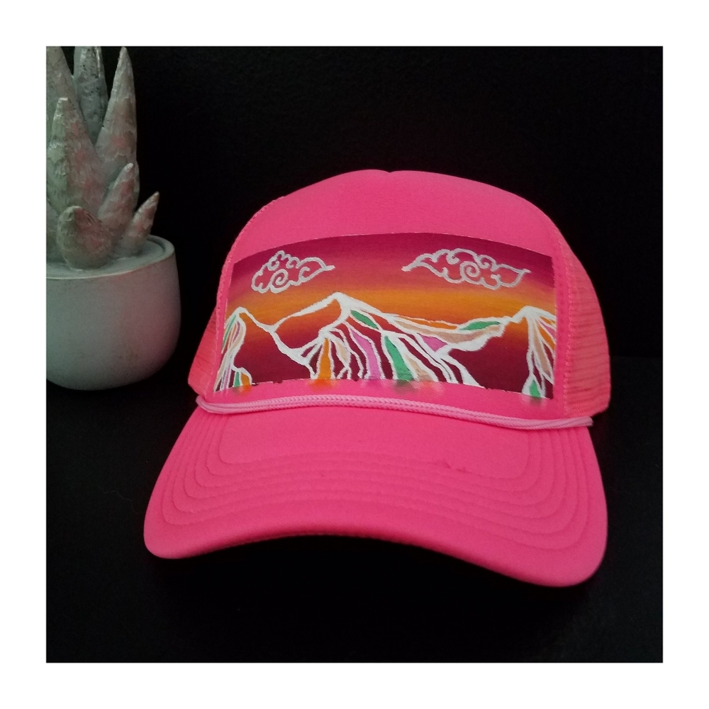 Abstract Mountain Range in Hot pink